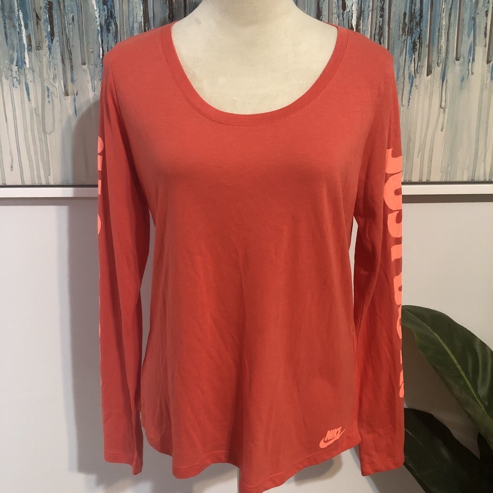 Nike Just Do‎ It Tee Women's Size Large Orange Activewear Top